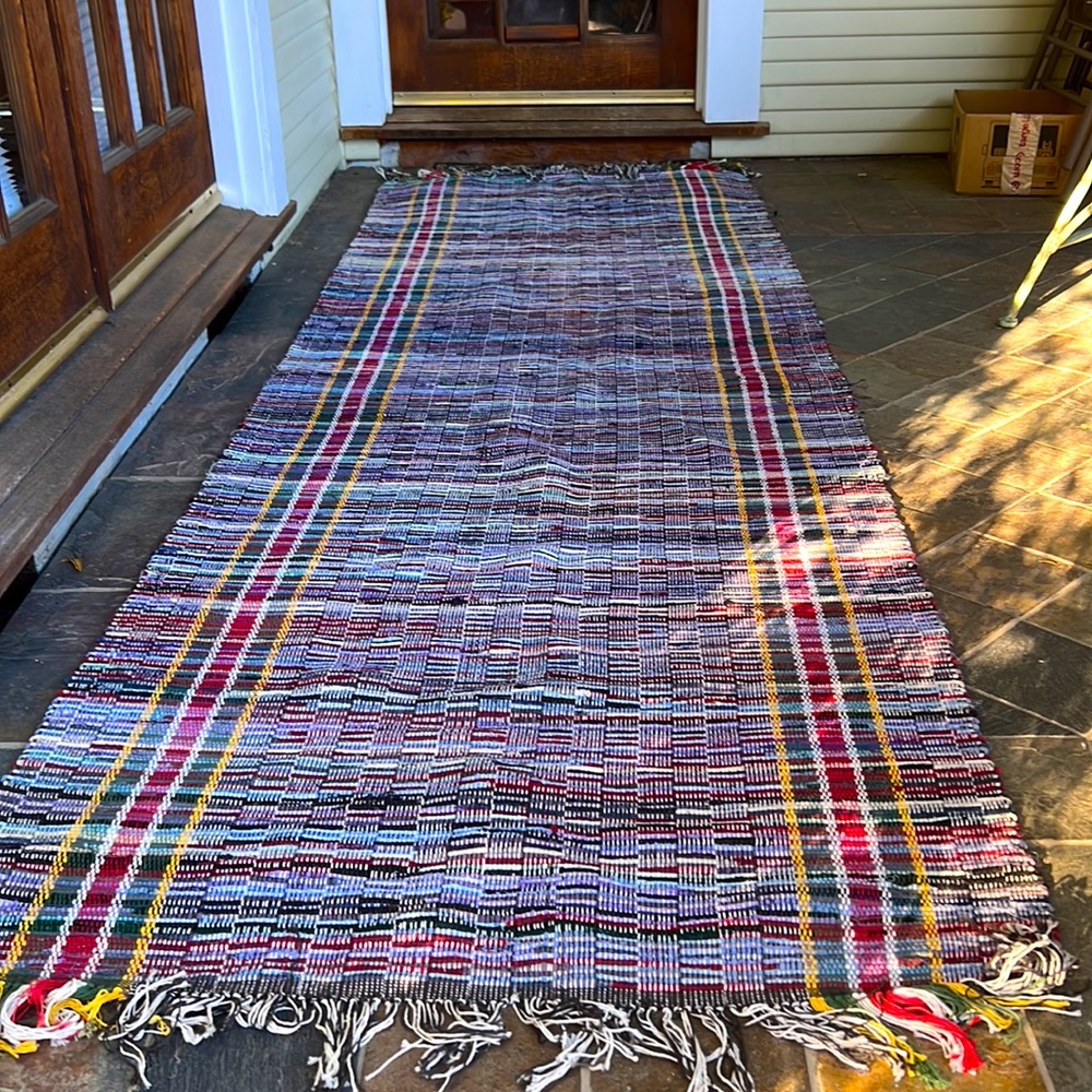 Vintage Rag Rug Runner Mulitcolored
